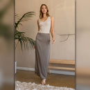 A046-B • Oatmeal Ribbed V Neck Sleeveless Tank Top