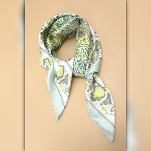A218-W • Paisley Mint Silky Bandana Scarf