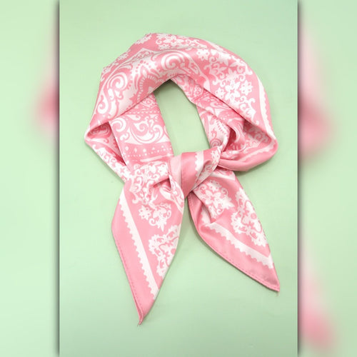 A218-S • Paisley Pink Silky Bandana Scarf