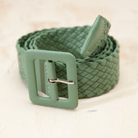 A246-A • Sage Braided Faux Leather Waist Belt