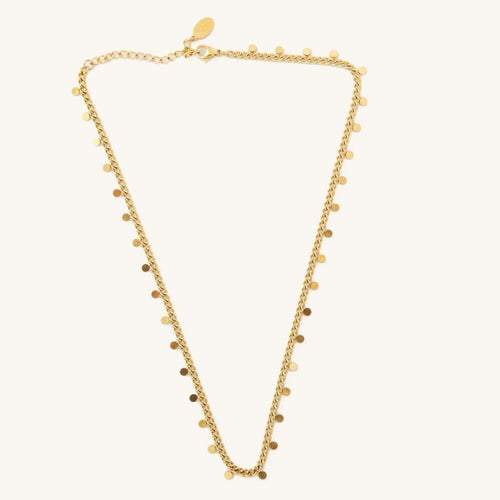 Gold necklace on a white background