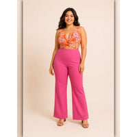 A372 • Tropical Twist Crop Top & Flare Pant Set