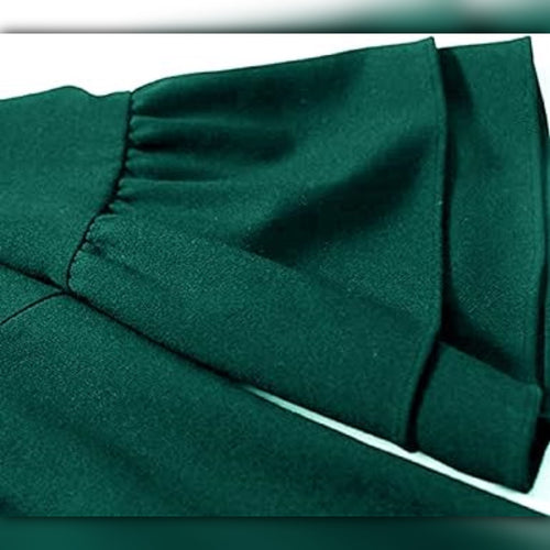 A066 • Hunter Green Ruffle Sleeve Shift Dress