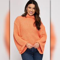 A081 • Wide Sleeve Mock Neck Knit Sweater Top