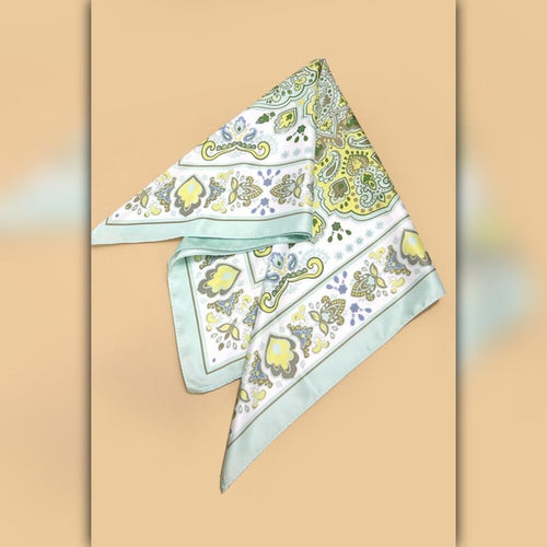 A218-W • Paisley Mint Silky Bandana Scarf