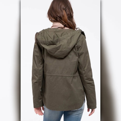 A410 • Olive Hooded Utility Jacket
