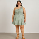 A040-A • Mint One Shoulder Ruffle Tiered Mini Dress