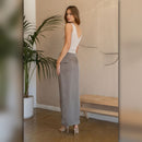 A046-B • Oatmeal Ribbed V Neck Sleeveless Tank Top