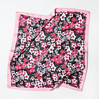 A218-Q • Midnight Garden Floral Silky Square Bandana Scarf