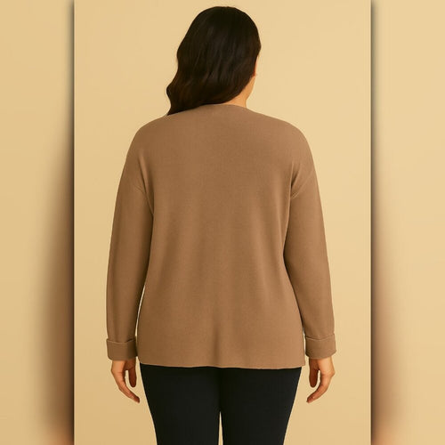 A215-A • Lightweight Folded Cuff Open Front Cardigan