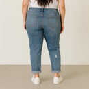A441 • Distressed Mid Rise Boyfriend Jeans Medium Wash Denim